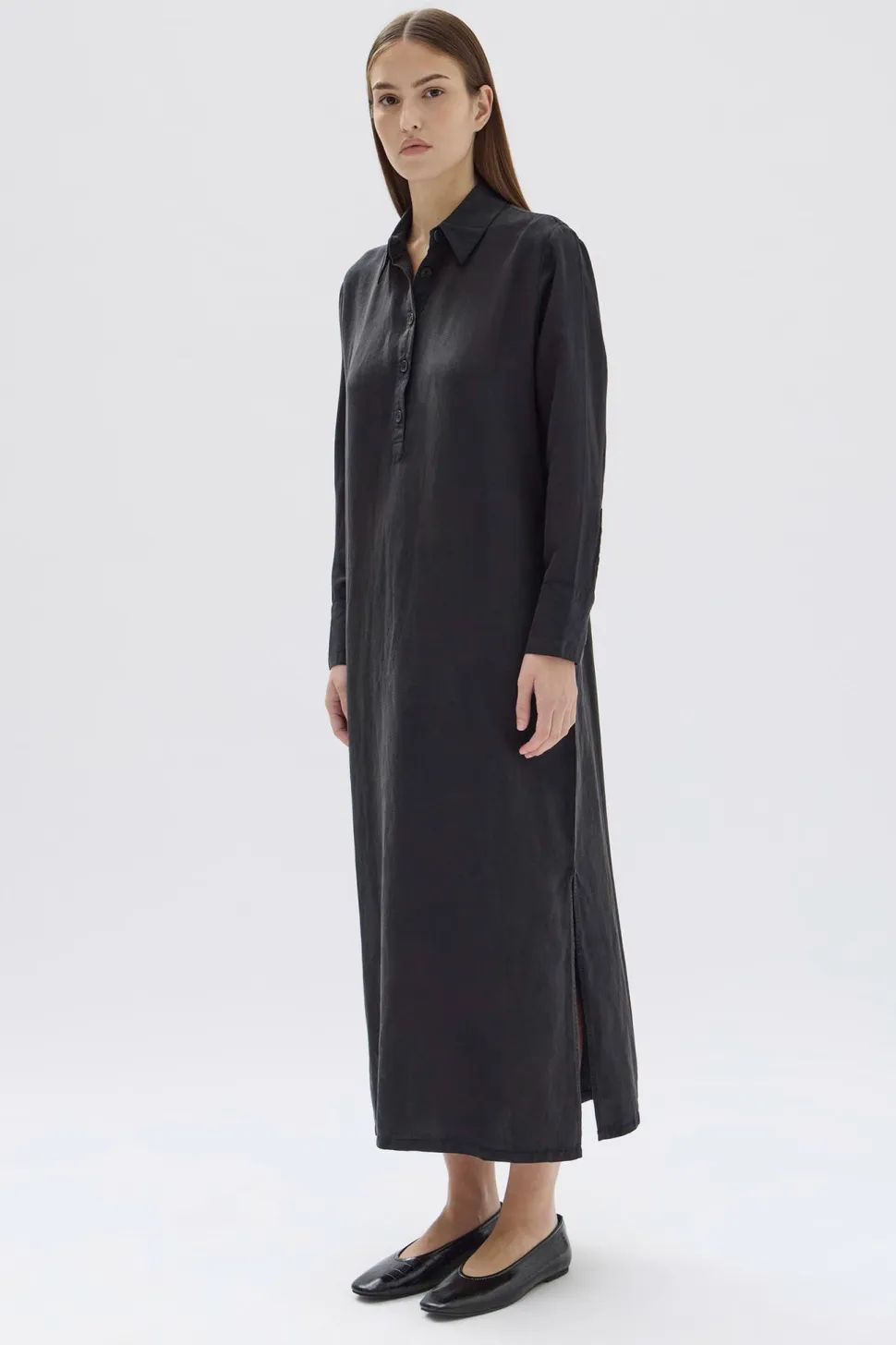 assembly_label_aurely_long_sleeve_shirt_dress__black_2.webp ASSEMBLY LABEL 'Aurely Long Sleeve Shirt Dress' - Black Online