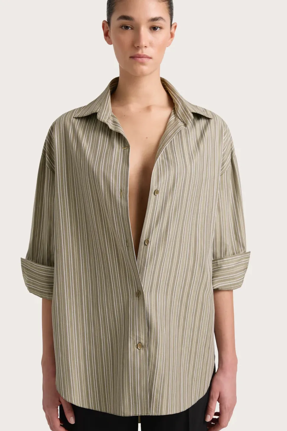 Faithfull The Brand 'En Vau Shirt' - Khaki Stripe Online