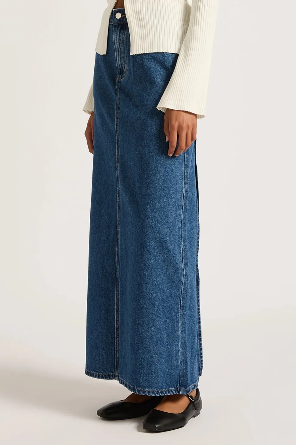 Nude Lucy 'Organic Denim Maxi Skirt' - Vintage Blue Hot