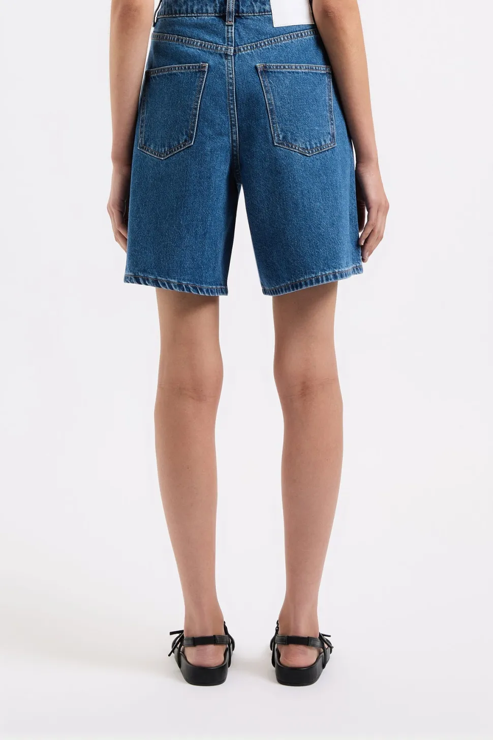 Nude Lucy 'Organic Longline Denim Short' - Vintage Blue Outlet