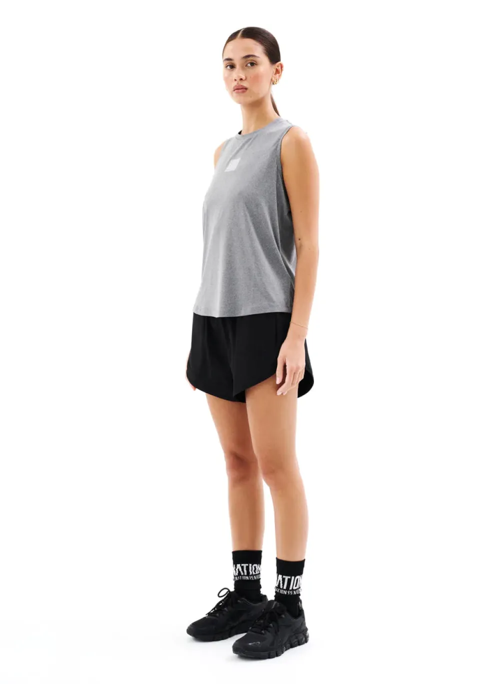 P.E NATION 'Crossover Marle Air Form Tank' - Grey Marle Shop